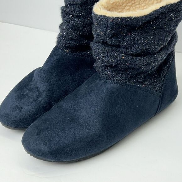 Bearpaw Natoma Women's 8 Blue Micro Suede Knit Packable Travel Slouchy Boot Wool - Picture 3 of 10